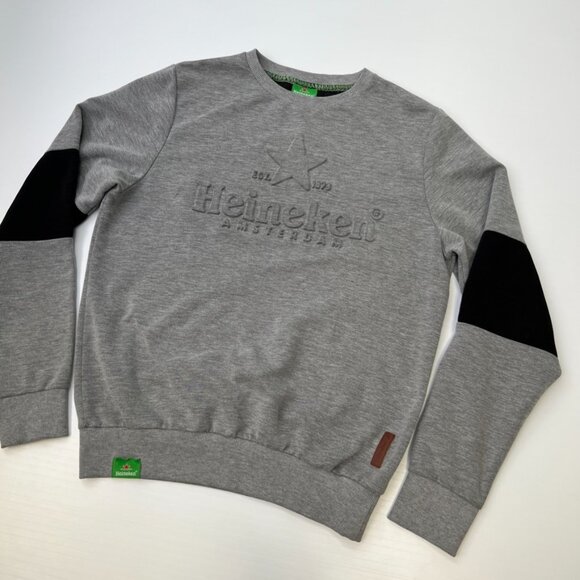 Heineken Sweatshirt Men Medium Embossed Logo Classic Jumper Work Party Core Ex - Picture 2 of 15